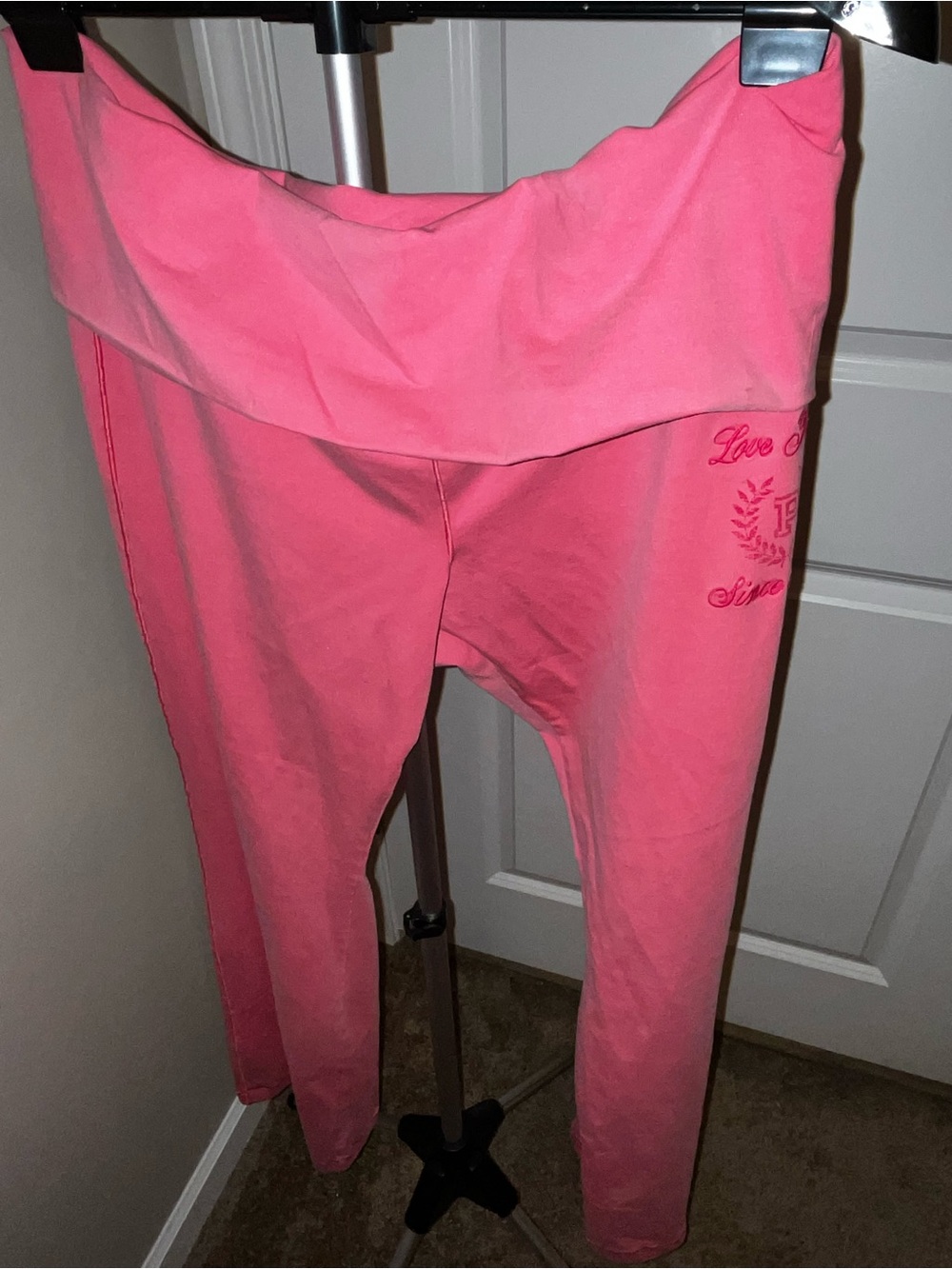 PINK Victoria's Secret Coral Fold-Over Waist Leggings